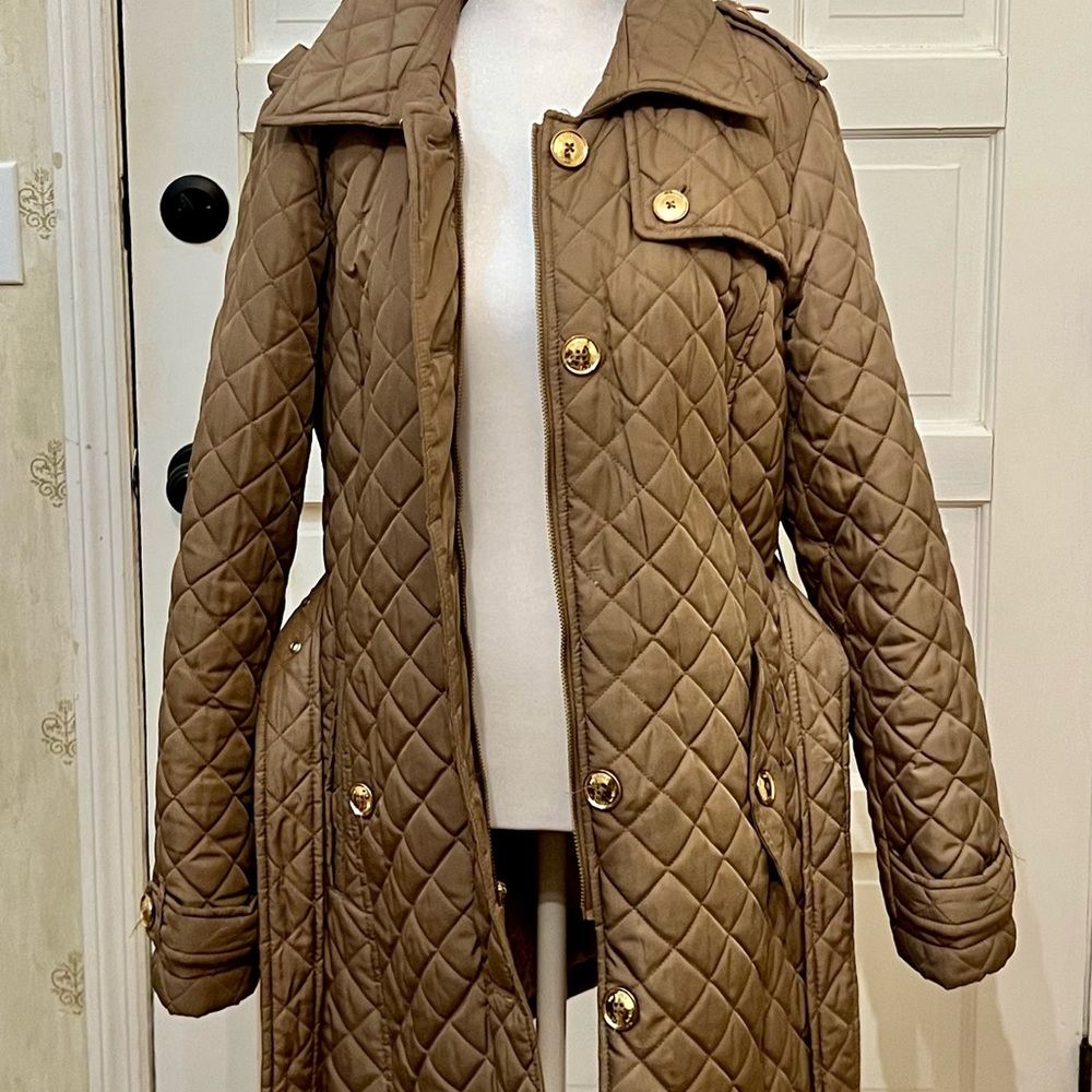 Michael Kors Quilted Tan Trench Coat - Picture 3 of 11